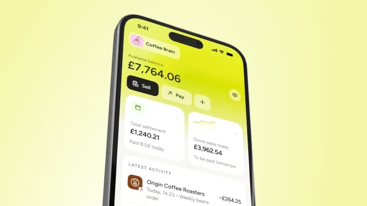 Teya app showing sales reporting